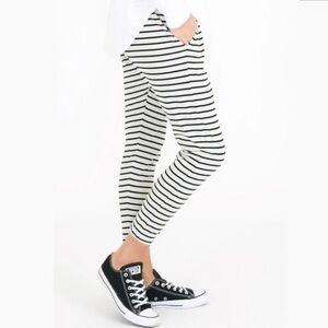 Journey Five | boutique stripe joggers white and black